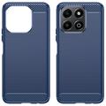 Honor X6b Børstet TPU Deksel - Karbonfiber - Blå