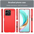 Honor X6b Børstet TPU Deksel - Karbonfiber - Rød