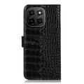 Honor X6c Crocodile Series Lommebok-deksel i Lær med RFID - Svart