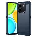 Honor X6e Børstet TPU-deksel - karbonfiber - blå