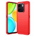 Honor X6e børstet TPU-deksel - karbonfiber - rød