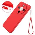 Honor X70/X9d/Magic8 Lite Flytende silikon-deksel med håndstropp - rød