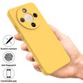 Honor X70/X9d/Magic8 Lite Flytende silikon-deksel med håndstropp - gul