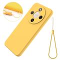 Honor X70/X9d/Magic8 Lite Flytende silikon-deksel med håndstropp - gul
