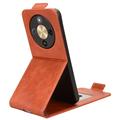 Honor X70/X9d/Magic8 Lite vertikalt flip-etui med stativ - Brun
