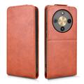 Honor X70/X9d/Magic8 Lite vertikalt flip-etui med stativ - Brun