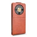 Honor X70/X9d/Magic8 Lite vertikalt flip-etui med stativ - Brun