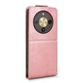 Honor X70/X9d/Magic8 Lite vertikalt flip-etui med stativ - Roségull