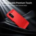 Honor X7e børstet TPU-deksel - karbonfiber - rød