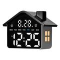 Husformet multifunksjonell digital LED-vekkerklokke – svart