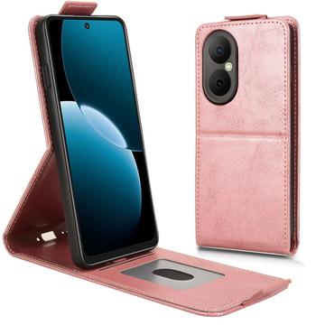 Huawei Enjoy 80 vertikalt flip-etui med stativ - Roségull