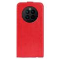 Huawei Mate 50 Vertikalt Flip-Deksel med Kortlomme - Rød