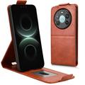 Huawei Mate 80 Pro Max vertikalt flip-etui med stativ - Brun