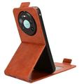Huawei Mate 80 Pro Max vertikalt flip-etui med stativ - Brun