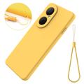 Huawei Nova Y73 Flytende silikon-deksel med håndstropp - gul