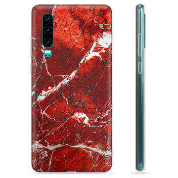 Huawei P30 TPU-deksel - Rød Marmor