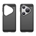 Huawei Pura 80 Pro/80 Pro+/80 Ultra Børstet TPU-deksel - karbonfiber - svart
