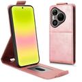 Huawei Pura 90 Pro vertikalt flip-etui med stativ - Roségull
