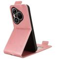 Huawei Pura 90 Pro vertikalt flip-etui med stativ - Roségull
