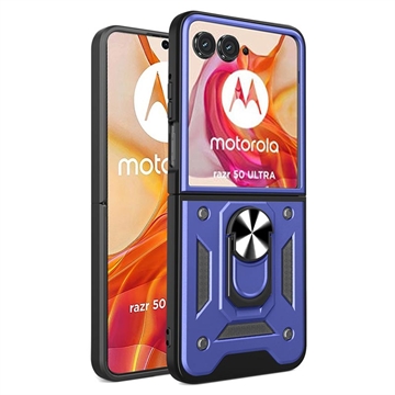 Motorola Razr 50 Ultra Hybrid-deksel med Ringholder - Blå