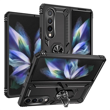 Samsung Galaxy Z Fold4 Hybrid-deksel med Metall Stativ - Svart