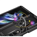 Samsung Galaxy Z Fold4 Hybrid-deksel med Metall Stativ - Svart