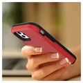 iPhone 12/12 Pro Hybrid-deksel med Speil og Kortholder - Rød
