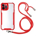 iPhone 13 Pro Max Hybrid-deksel med Snor - Rød