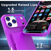 iPhone 17 Pro Max Hybrid-deksel med Speil og Kortholder - Lilla