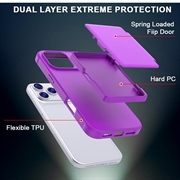 iPhone 17 Pro Hybrid-deksel med Speil og Kortholder - Lilla