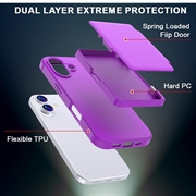 iPhone 17 Hybrid-deksel med Speil og Kortholder - Lilla