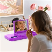 iPhone 17 Hybrid-deksel med Speil og Kortholder - Lilla