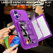 iPhone 17 Hybrid-deksel med Speil og Kortholder - Lilla