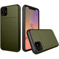 iPhone 11 Hybrid-deksel med Skyvekortspor - Army Grøn