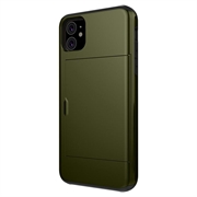 iPhone 11 Hybrid-deksel med Skyvekortspor - Army Grøn