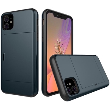 iPhone 11 Hybrid-deksel med Skyvekortspor - Mørkeblå