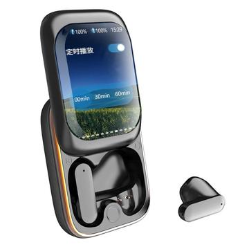 IB-G9 TWS trådløse øretelefoner med skyvbar fargeskjerm og støyreduksjon - svart