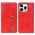 Idewei iPhone 14 Pro Retro Lommebok-deksel - Rød