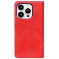 Idewei iPhone 14 Pro Retro Lommebok-deksel - Rød