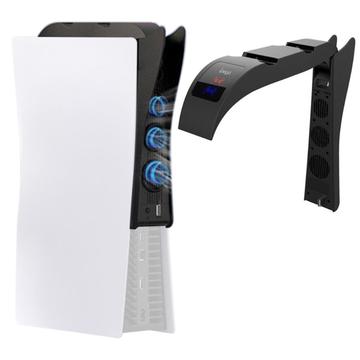 IPEGA PG-P5015 2 i 1 for PS5 Dual Controller Ladestativ med kjølevifte Oppbevaringsstativ for hodesett