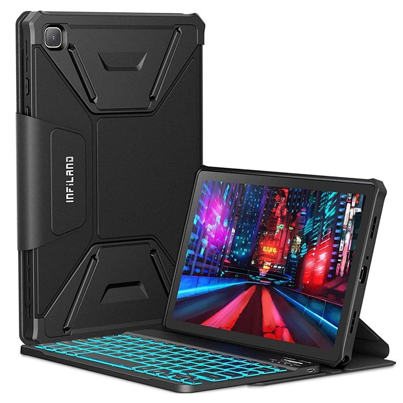 Infiland Samsung Galaxy Tab A7 10.4 (2020) Bluetooth Keyboard Case Svart