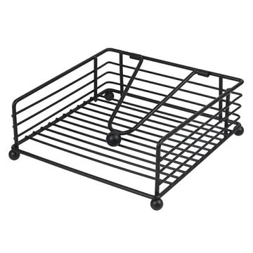 Serviettholder i jern med papirpresse - svart