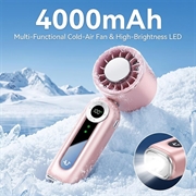 JF163 3-i-1 bærbar nakkevifte - 4000mAh - rosa