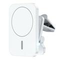 JJT-987 15W magnetisk trådløs lader/bilholder med ventilasjonsklips - MagSafe-kompatibel - hvit