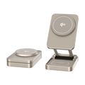 JJT-C42 Qi2 3-i-1 sammenleggbar magnetisk trådløs lader i aluminiumslegering - 15W - titan