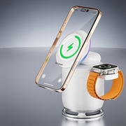 JJT-C52 Qi2 3-i-1 magnetisk trådløs lader med høyttaler og RGB - 15W - Hvit