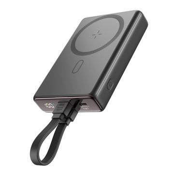 JOYROOM JR-PBM01 PD 20W 10000mAh magnetisk trådløs lader med magnetisk powerbank for telefon med innebygd kabel og støtte