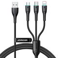 JOYROOM SA33-1T3 Starry Series 1,2 m 3-i-1-datakabel USB-A til IP+Type-C+Micro 3,5 A ladekabel