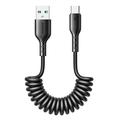 Joyroom 3A Easy-Travel opprullet hurtigladekabel fra USB-A til USB-C - 1.5m - svart