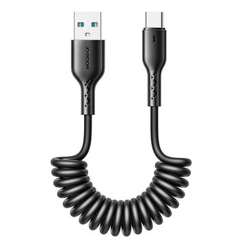 Joyroom 3A Easy-Travel opprullet hurtigladekabel fra USB-A til USB-C - 1.5m - svart